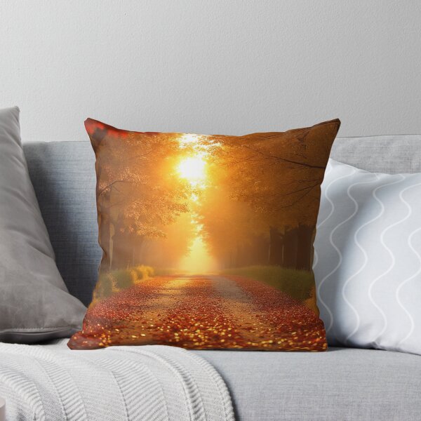 Item preview, A serene autumn path illuminated by the sun, with trees shedding their leaves designed and sold by Giuseppe Cammino.