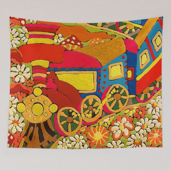 Item preview, Steam train in daisies designed and sold by Gluecknika.