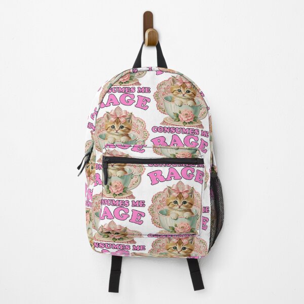 Item preview, Rage Consumes Me Funny Kitten Cat Mental Health Meme Retro designed and sold by DreamyNature.