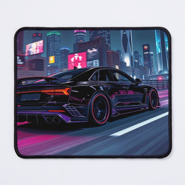 Item preview, Audi S6 on the highway with city neon art style designed and sold by Salimgor Hangaround Music.