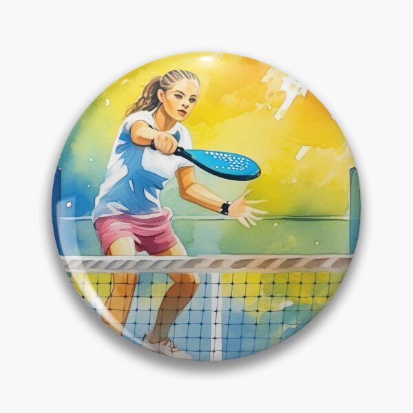 Item preview, Young woman padel player in action on a colorful paddle tennis court, surrounded by vibrant splashes of paint designed and sold by homydesign.