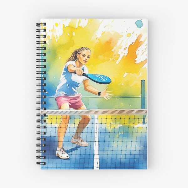 Item preview, Young woman padel player in action on a colorful paddle tennis court, surrounded by vibrant splashes of paint designed and sold by homydesign.