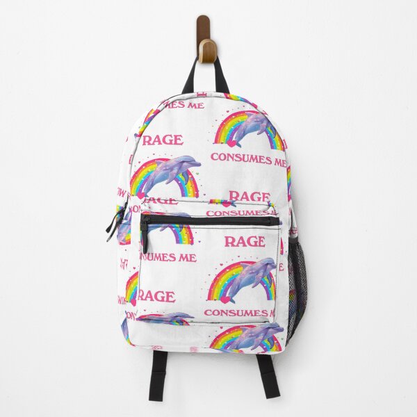 Item preview, Rage Consumes Me Funny Meme Silly Dolphin Rainbow designed and sold by DreamyNature.