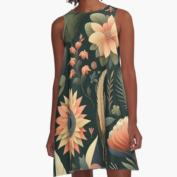 Floral Pattern: Elegant and Vibrant Flower Design Artwork" A-Linien Kleid