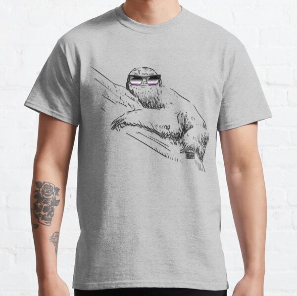 Funny Lazy Ace Sloth Asexual Pride Flag Sunglasses Classic T-Shirt