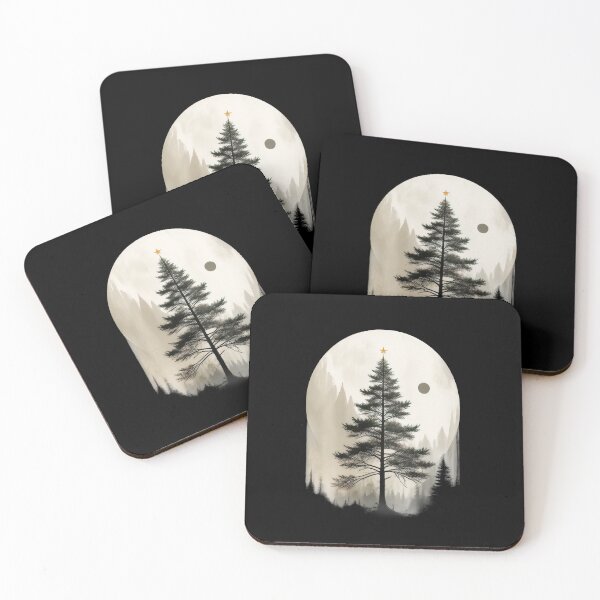 Item preview, Christmas Night Scene: Christmas Tree and Full Moon in Modern Geometric Style designed and sold by MUGpro.