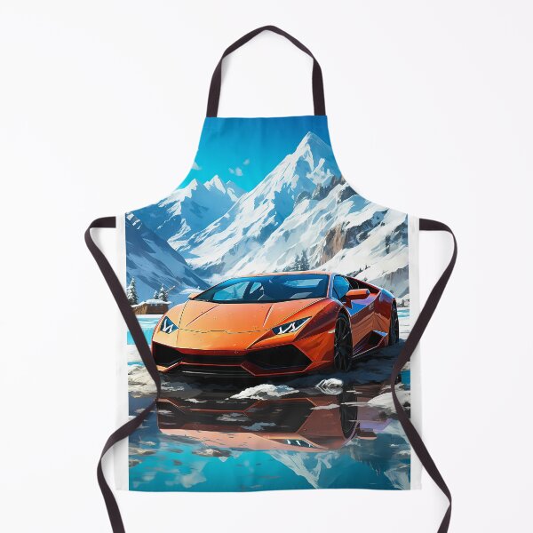 Item preview, Orange Supercar In Snow Capped Mountains designed and sold by RevUpDesign.