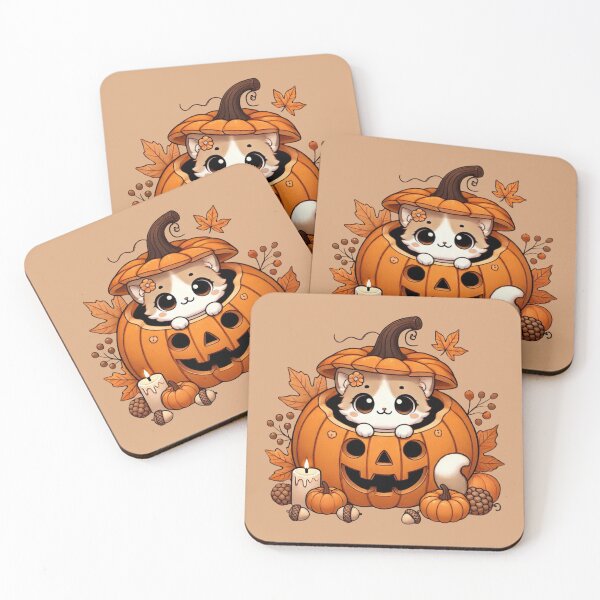 Item preview, Cat in Halloween Pumpkin Autumn Decoration Fall Leaves October designed and sold by Annika Shurafa.
