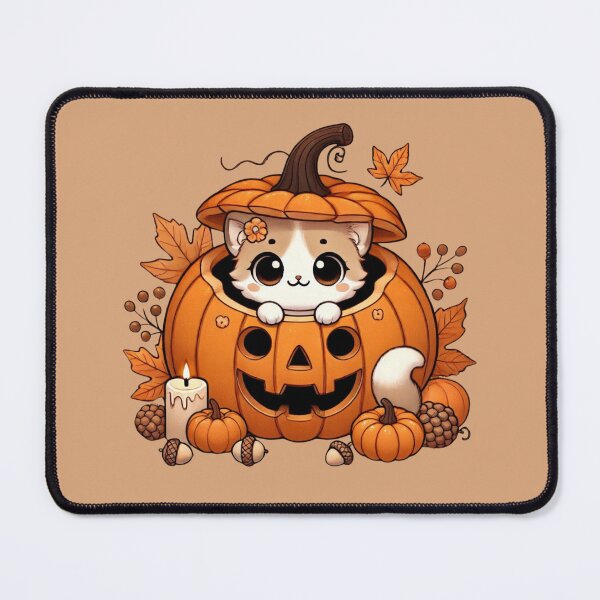 Item preview, Cat in Halloween Pumpkin Autumn Decoration Fall Leaves October designed and sold by Annika Shurafa.