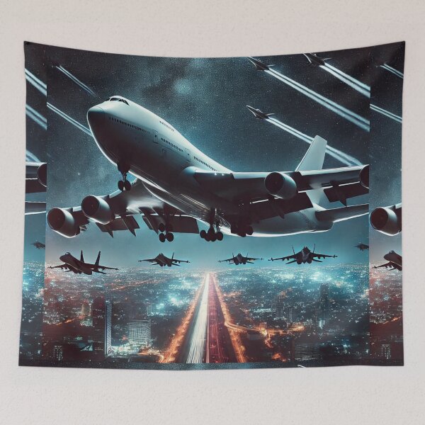 Item preview, Secret 747 Futuristic Military Sky: Aerial Jet Defense at Night designed and sold by Meta2Physical.