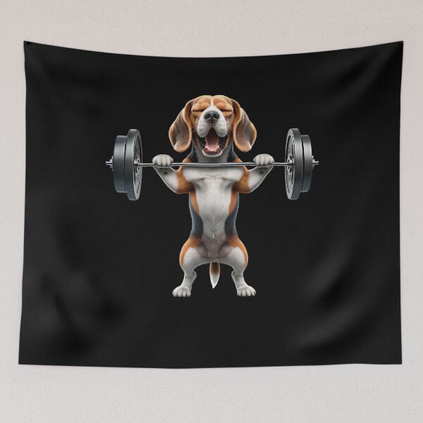 Item preview, Beagle Deadlift Weightlifting Funny Fitness Workout Gym Dog Lover designed and sold by Kimberley King Art  King Art.