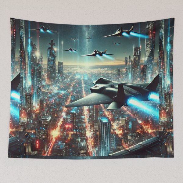 Item preview, Skies of Tomorrow: Jets Over a Futuristic City designed and sold by Meta2Physical.