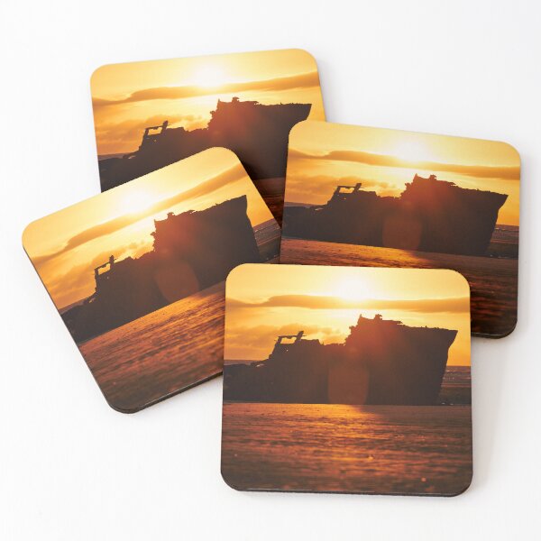 Item preview, Golden Hour Shipwreck Sunrise at Irish Beach Photograph 1 designed and sold by Marcin W Photography.