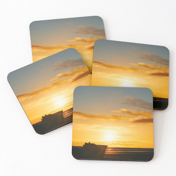 Item preview, Golden Hour Shipwreck Sunrise at Irish Beach Photograph 1 designed and sold by Marcin W Photography.