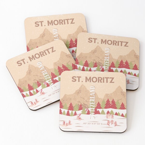 Item preview, St Moritz Travel Art, Switzerland Travel Art, Retro, Mocha designed and sold by Magic Love Art Print.