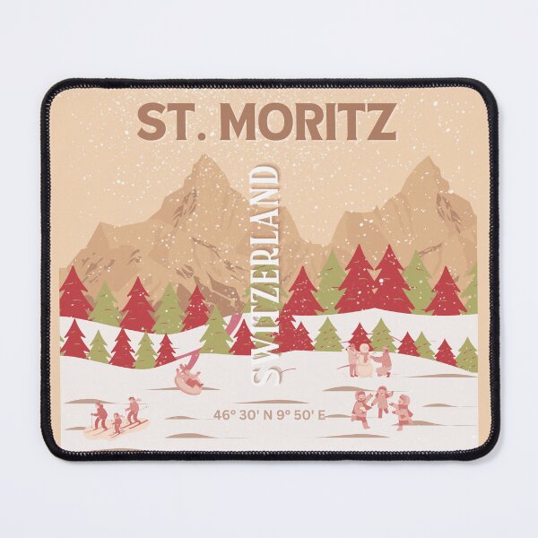 Item preview, St Moritz Travel Art, Switzerland Travel Art, Retro, Mocha designed and sold by Magic Love Art Print.