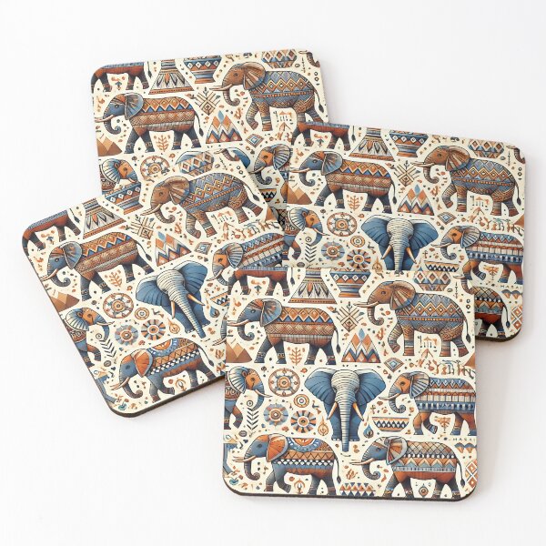 Item preview, Tribal Elephant Line Art designed and sold by WildlifeSafari.