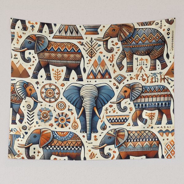 Item preview, Tribal Elephant Line Art designed and sold by WildlifeSafari.