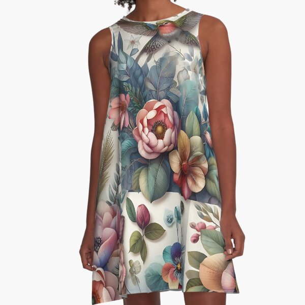 Flower design with vibrant colors and patterns A-Linien Kleid