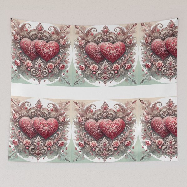 Item preview, Valentines Day heart with intricate floral patterns and colors. designed and sold by freackly.