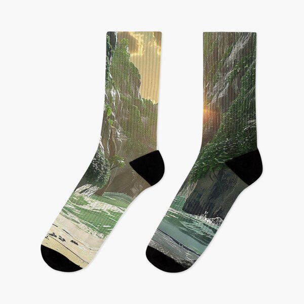Item preview, Majestic Cove with Towering Cliffs and Verdant Vegetation in Tropical  designed and sold by CheerForGoods.