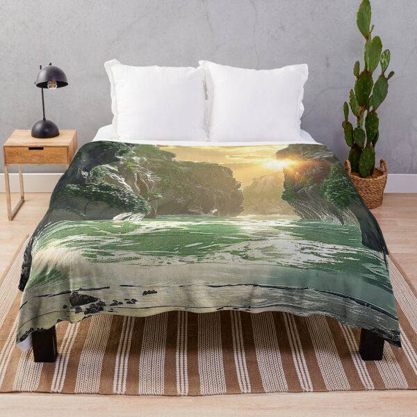 Item preview, Majestic Cove with Towering Cliffs and Verdant Vegetation in Tropical designed and sold by CheerForGoods.