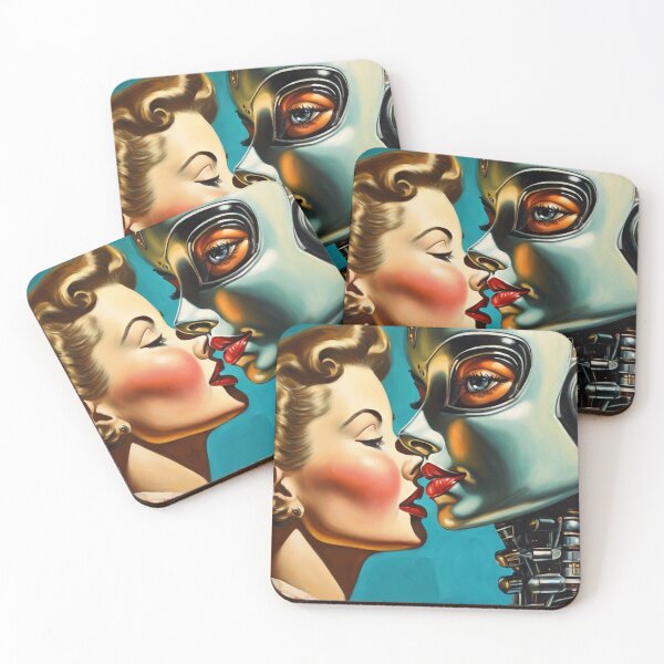 Item preview, Love-Bot #5: Metal and Flesh 1950s Retro Imitation Art designed and sold by NickWhittleArt.