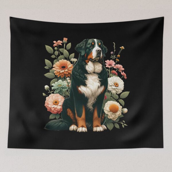 Item preview, Bernese Mountain Dog  Aesthetic Boho Floral for Girls Women designed and sold by Kimberley King Art  King Art.