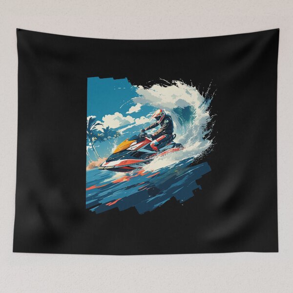 Item preview, Dynamic Jet Ski Adventure - High-Speed Water Action Silhouette designed and sold by Windy-market.