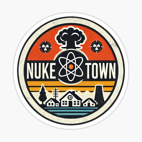 Artikel-Vorschau von Nuke Town Retro-Abzeichen-Design für FPS-Gaming-Fans, designt und verkauft von PixelPerfectWD.
