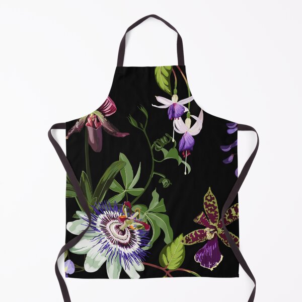 Item preview, Tropical violet bordo orchids, passiflora, wisteria flowers and palm leaves in summer print. designed and sold by MatyKotiv.