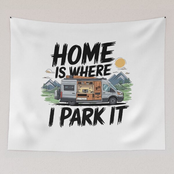 Item preview, Home Is Where I Park It Retro Van Life Adventure designed and sold by LiquidPrintsArtIL.