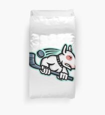 Bull Terrier Ice Hockey Mascot Duvet Cover