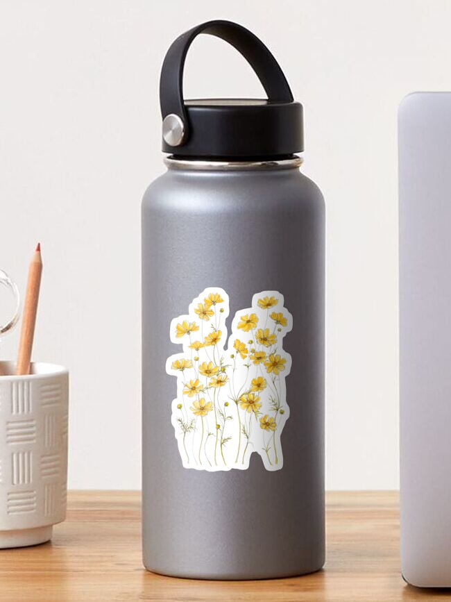 Yellow Cosmos Flowers Water Bottle