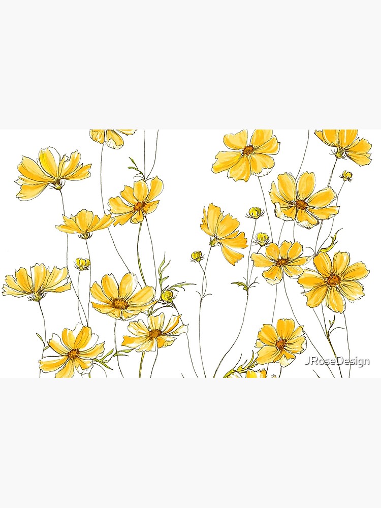 Yellow Cosmos Flowers by JRoseDesign