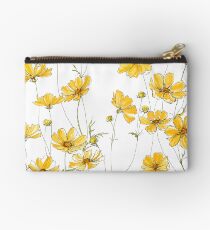 Yellow Cosmos Flowers Zipper Pouch