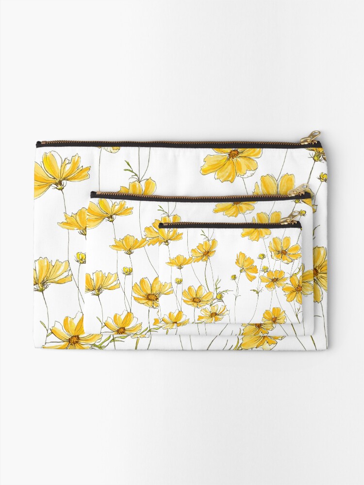 Alternate view of Yellow Cosmos Flowers Zipper Pouch