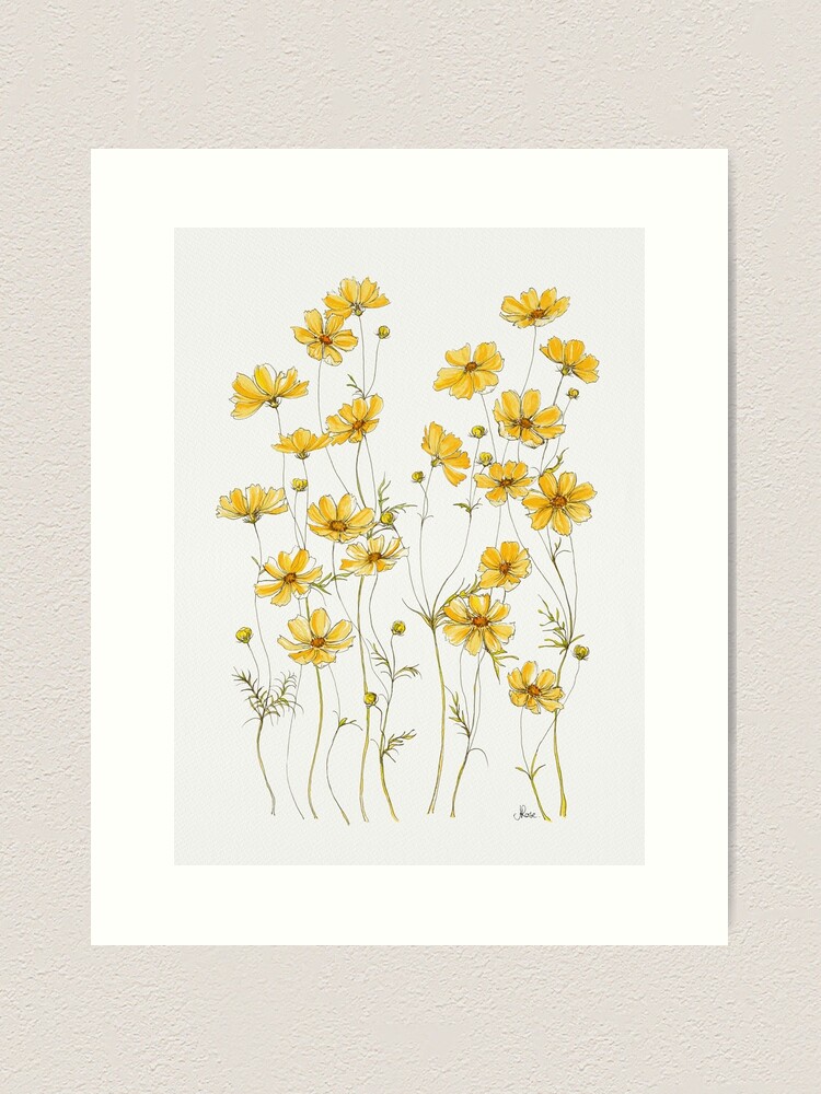 Alternate view of Yellow Cosmos Flowers Art Print