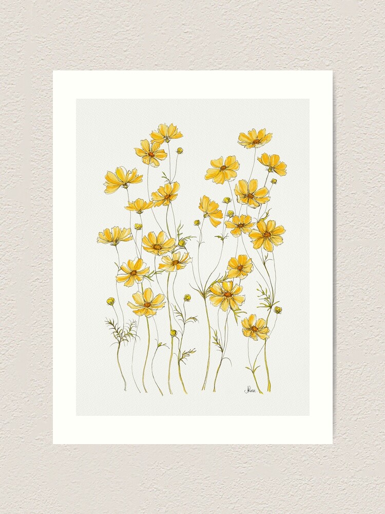 Alternate view of Yellow Cosmos Flowers Art Print