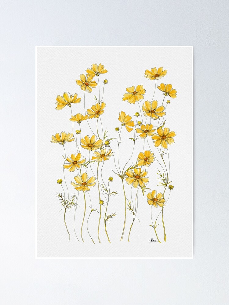Alternate view of Yellow Cosmos Flowers Poster