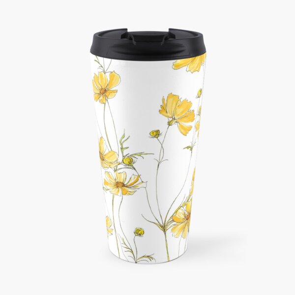Yellow Cosmos Flowers Travel Mug