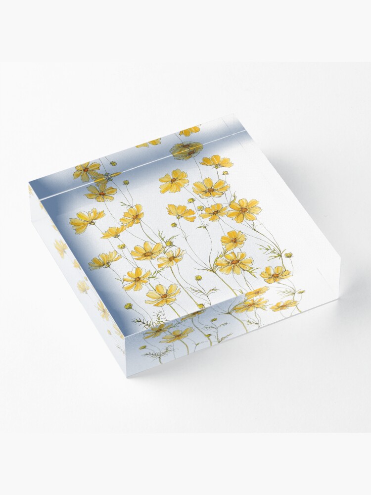Alternate view of Yellow Cosmos Flowers Acrylic Block