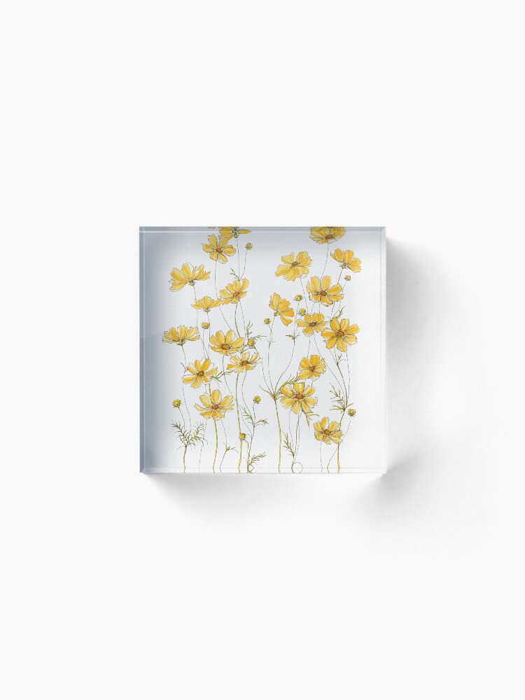 Alternate view of Yellow Cosmos Flowers Acrylic Block