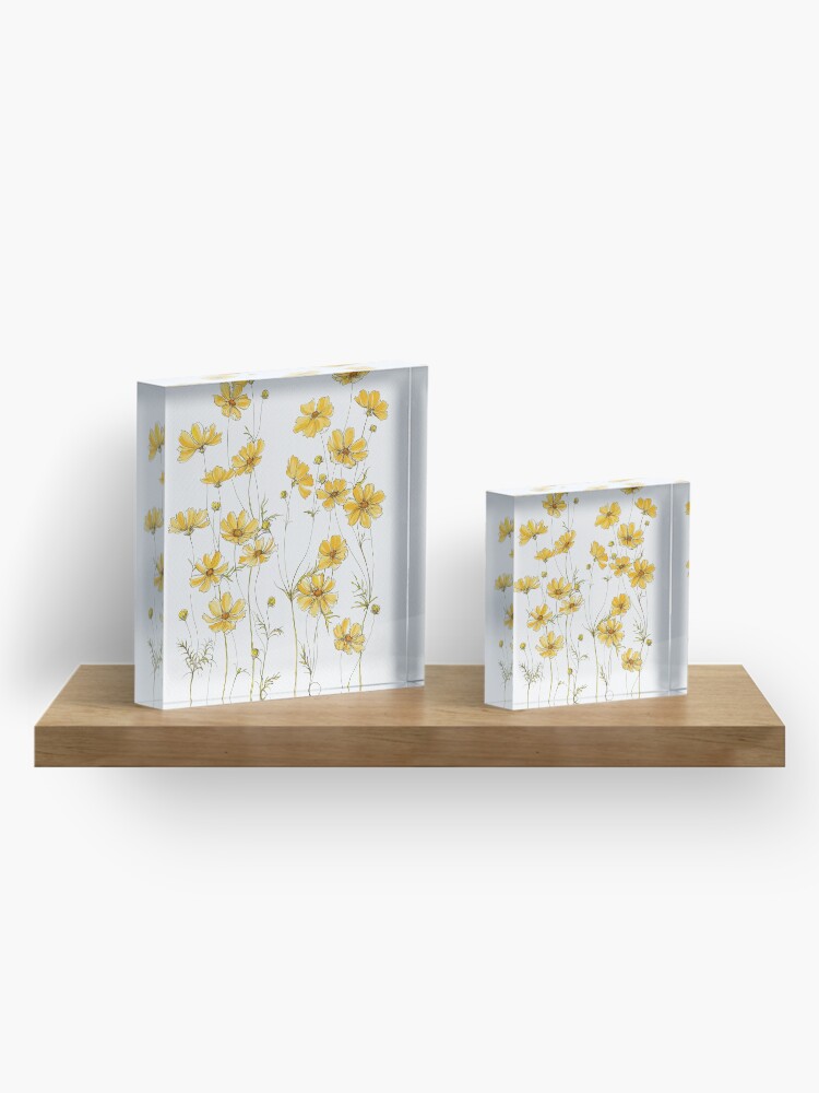 Alternate view of Yellow Cosmos Flowers Acrylic Block