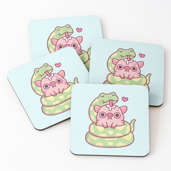 Item preview, Cute Snake Curl Around An Anxious Pig designed and sold by rustydoodle.