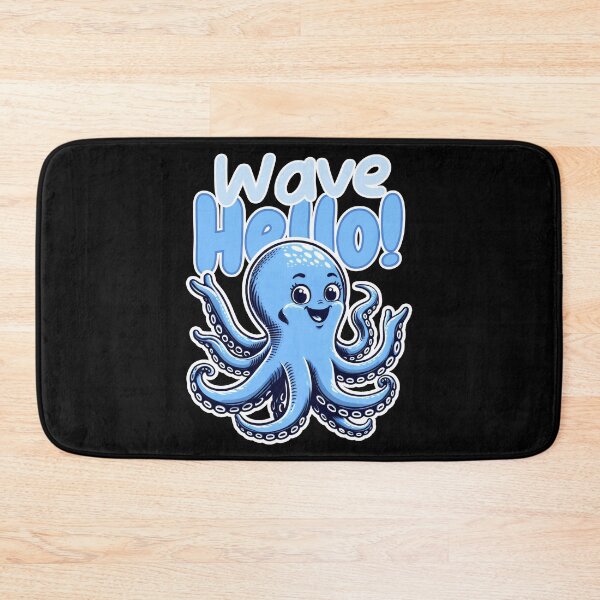 Item preview, Wave Hello Blue Joyful Octopus designed and sold by SplashTastic.