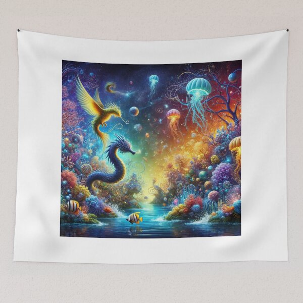 Item preview, Fantasy Ocean Realm with Mystic Creatures designed and sold by EsraaCreations.