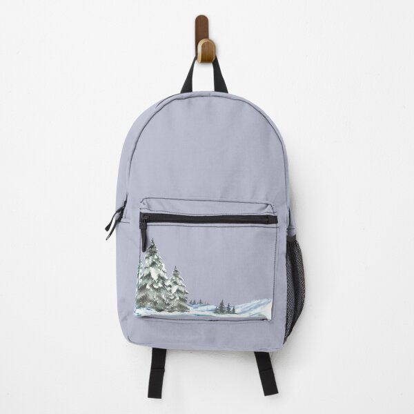 Item preview, Winter Landscape with snow covered green spruces firs, snowy Hills. Hand Painted watercolor designed and sold by BartolArt.