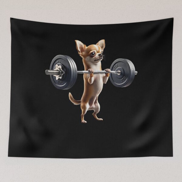 Item preview, Chihuahua Deadlift Weightlifting Funny Fitness Workout Gym Dog Lover designed and sold by Kimberley King Art  King Art.