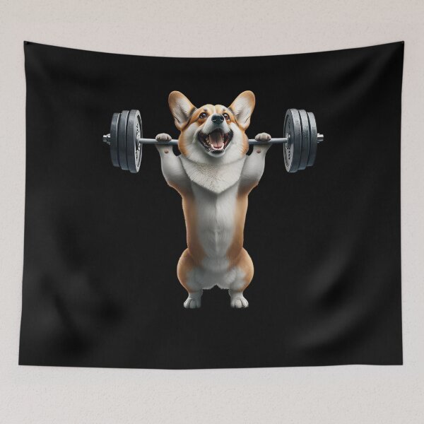 Item preview, Corgi Deadlift Weightlifting Funny Fitness Workout Gym Dog Lover designed and sold by Kimberley King Art  King Art.